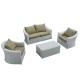 Dark Khaki Aluminum Poly Rattan Sectional Outdoor Sofa Set