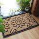 Beautiful Flat Door Mat , Coconut Fiber Doormat Embossed Sunflower