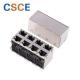 LED Shielded RJ45 8 Pin Connector 8 Ports RJ45 Modular Jack  RoHS Approved