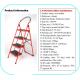 Red 1.3m Foldable Non Slip 4 Step Steel Ladder