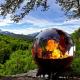 Outdoor 800mm Diameter Rustic Red Steel Fire Ball Or Customized