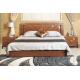 Solid Wood Material Panel Bedroom Furniture Walnut Color Modern Simple Double Bed