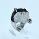 Fashion 316L Stainless Steel Casting Clay CZ Stones Ring LRX452