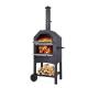 Wood Fired Coal Charcoal Stove Pizza Maker Trolley for Outdoor Patio Cooking Area 49*35cm
