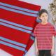 Skin Friendly Cotton T Shirt Fabric 40S Double Yarn Striped Jersey Texture