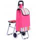 Trolley Dolly with Seat 600D polyester Light Weight Trolley Bag Folding Chair Shopping Cart