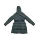 Green Black Hooded Longline Puffer Jacket