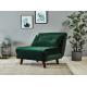 Tri Foldable Upholstered Daybed Malachite Green Velvet Sofa Bed Chair