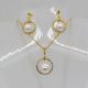 Trendy Simple design pearl Necklace pendant Earrings Rhinestone Jewelry Set 18K Gold Plate