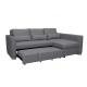 Gray Color Functional Sofa Bed Spring Imitated Linen Wooden Grain Legs