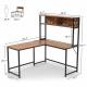 Customized Soho Solid Wood Gaming L Shape Desk with Metal Legs and Book Shelf Storage