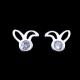 Cute Animal Rabbit Earrings CZ Stone Simple Accessory 925 Silver Jewellery