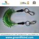 Cable Wire Strong Pulling Transparent Green Extendable Safety Spring Tool's Leash w/Stainless Ring&Carabiner