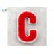 R - Red On White Custom Chenille Patches 2.5 Inch Heat Seal For Clothes