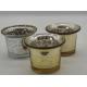 Set of 3 Metallic Gold Finish Glass Candle Tealight Holders