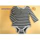 Yarn Dye Romper Feeder Stripe Long Sleeve Crew Neck Half Placket Baby Bodysuits