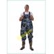 FQW1906 Water Working Outdoor Fishing Safty Chest/ Waist Wading 0.65MM Navy-Camouflage PVC Pants with Rain Boots