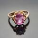 18k Rose Gold Plated Sterling Silver Engagement Ring with Pink Cubic Zirconia(F66)
