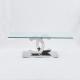 Clear 0.2cbm Tempered Glass Top Coffee Table polished stainless steel legs