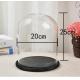 dust proof glass doll dome with base height 25cm  diameter 20cm best for decoration for party