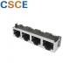 Half Shielded Right Angle RJ45 Connector 1 * 4 Ports Operating Temperature -40℃ To 85℃
