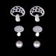 Cute Mushroom Earrings Set 3 In 1 Silver Accessory For Anniversary