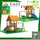 CE Certificated Wooden Playground Equipment , Wooden Swing And Slide Set