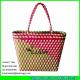 LUDA new design pp strap bag color block plasitc straw beach tote bag