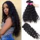 10A Grade 24 Inch Virgin Human Hair Extensions Natural Wave Black Color