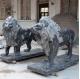 BLVE Stone Lion Statues Black Natural Marble Animal Outdoor Sculpture Life Size Hand Carving Garden Decoration