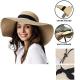 Custom Logo Wide Brim Straw Hat Foldable Summer Beach Hat
