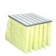 HVAC F8 Synthetic Fiber Pocket Bag Air Filters Yellow Fireproof Performance