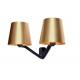 Double Base Hanging Bedside Lights , Brushed Metal Brass Swing Arm Wall Lamp