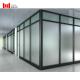 4.5M Sliding Glass Partition Wall Black Frame Frosted Glass Room Divider