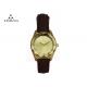 Fitron Brand Ladies Quartz Watch Gold Dial Black Belt Watch Shatter Resistant