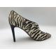 zebra pattern stiletto heel Womens Dress Boots，soft two-tone nappa leather，pointed toe with V shape design upper