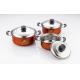 cookware set stainless steel & cooking pot & 16/18/20cm pot set &red /orange color cookware set