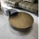 Tempered Glass Gold Metal Round Coffee Table Contemporary Drum Shape