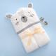 Embroidered Logo Baby Hooded Bath Towel Infant Set 100% Cotton Natural Terry
