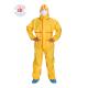 CE Type 3 Oily Gas Chemical Resistant Overalls Yellow Non Woven Disposable Coverall