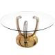 Minimalist Gold Stainless Steel Base Dining Table With Glass Top