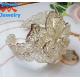 latest fashion design romantic bride graven big flower charm cuff bridal silver bracelet