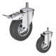 8 Inch Grey Locking Rubber Casters M16 Threaded Stem Rubber Casters Industrial Wholesale