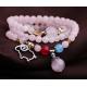 Triple wrap rose quartz bracelets sterling silver charm, pink gemstone bracelets jewelry