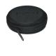 Black Zippered Round Earphone Case , Shockproof Bluetooth Earphone Case