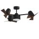 Black Three Heads Folding Ceiling Fan With Light And Retractable Blades