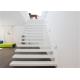 Contemporary Wooden Floating Steps Staircase With Invisible Stringer , Laminated Glass Tread