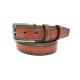 Brown Mens Leather Dress Belt Feather Edge Double Stitching With Zinc Alloy Pin Buckle