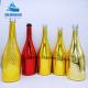 Super Flint Glass Custom Design 700ml 750ml Metallic Gold Champagne Bottle with Cork
