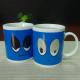 Souvenir gift  blue big eyes ceramic mugs stocked white porcelain